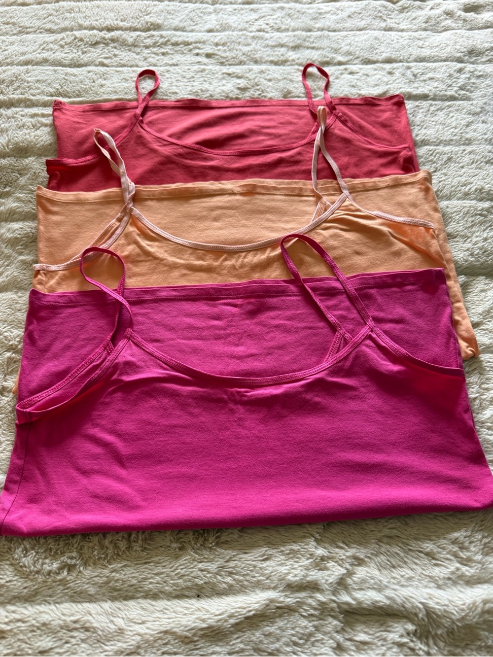 Old Navy Women’s Camisole Trio - Hot Pink, Coral, Peach